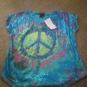 BLINGY PEACE SIGN SHIRT